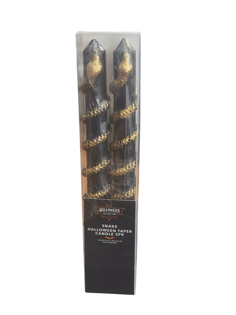 NEW Halloween Taper Candle - 2 Pack Gold Snake Around Black Pole